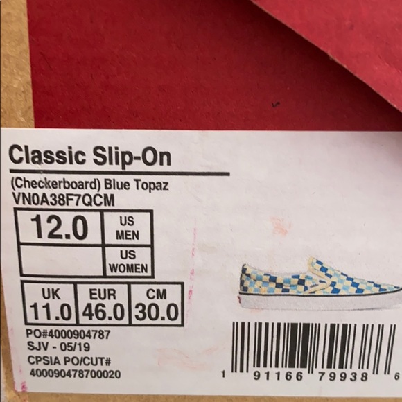 💖MEGA SALE💖VANS Classic Slip On Checkerboard Casual Blue az  Men’s  VN0A38F7QC - Picture 10 of 11